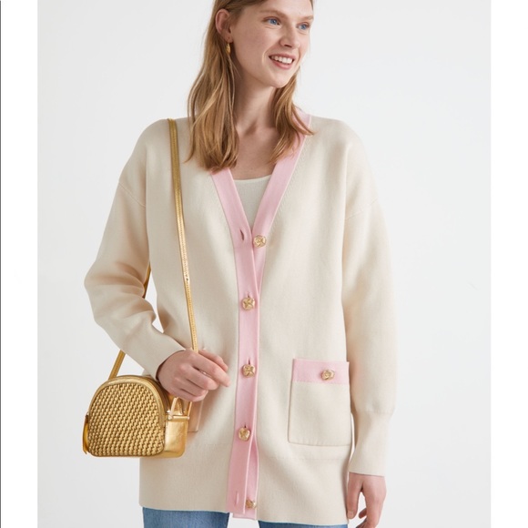 Oversized Gold Button Cardigan | Poshmark
